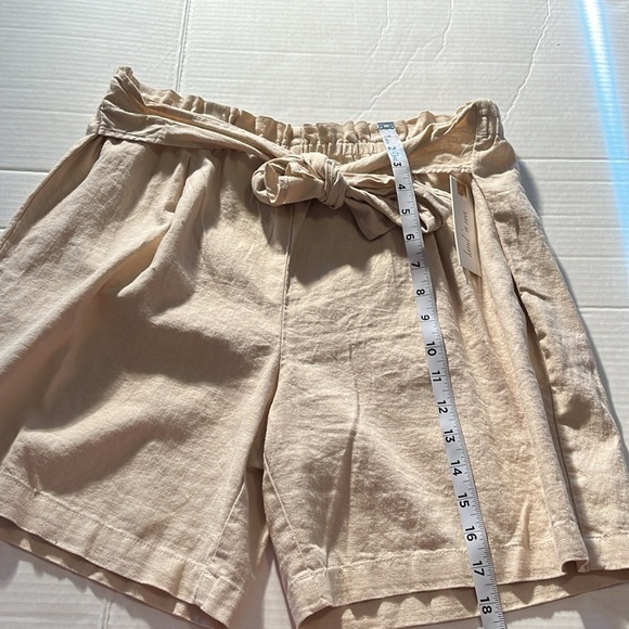 NWT-land’n sea-L-tan-tie front, high waist,washable, linen blend shorts - Picture 7 of 9